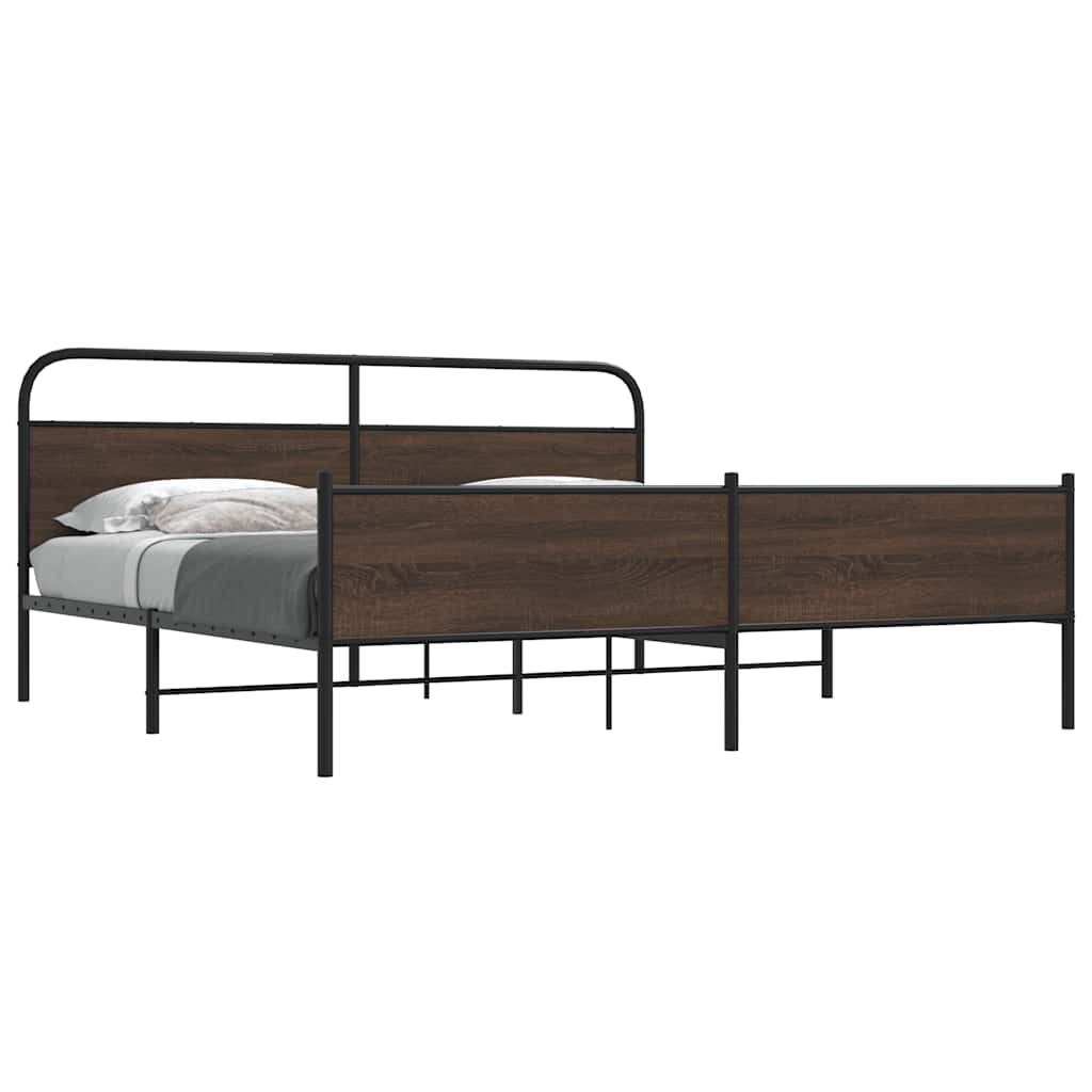 Vetonek Estructura de cama sin colchón metal roble marrón 200x200 cm