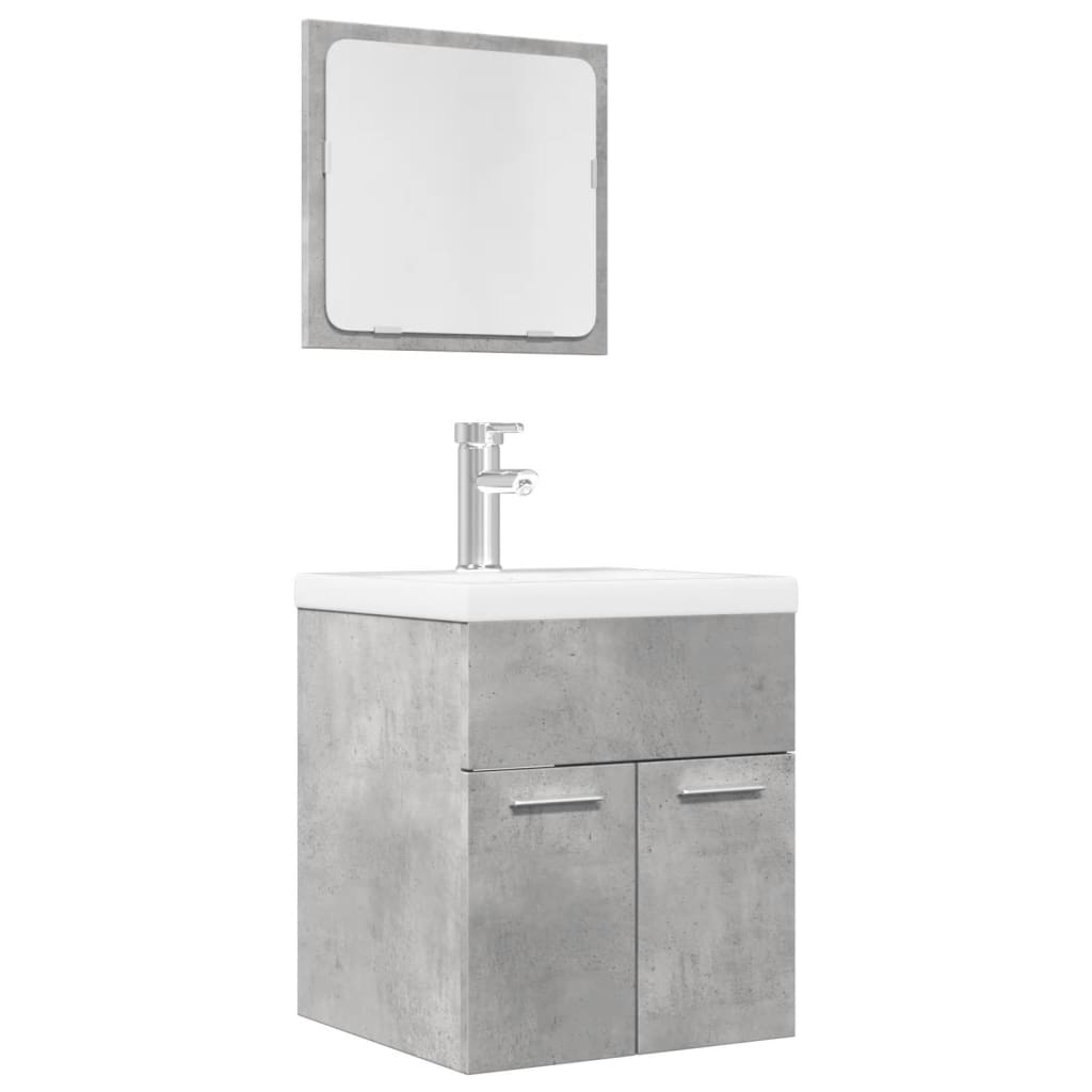 Vetonek Set muebles de baño 2 piezas madera contrachapada gris hormigón