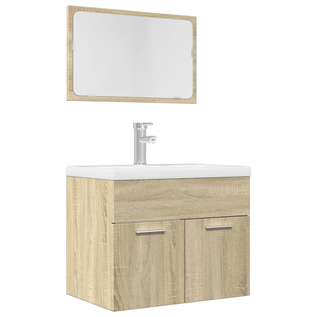 Vetonek Set de muebles de baño 2 pzas madera contrachapada roble Sonoma