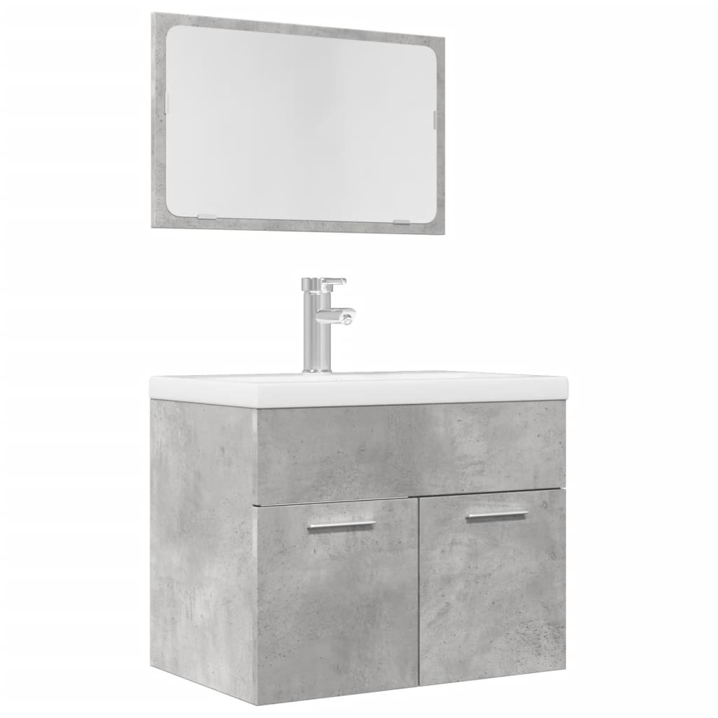 Vetonek Set muebles de baño 2 piezas madera contrachapada gris hormigón