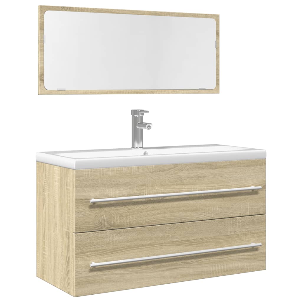 Vetonek Set de muebles de baño 2 pzas madera contrachapada roble Sonoma