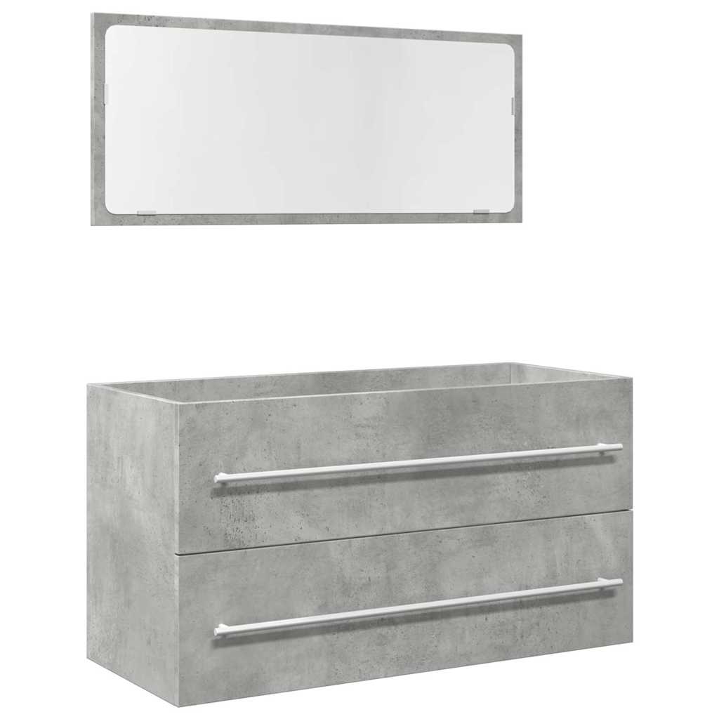 Set muebles de baño 2 piezas madera gris hormigón - Vetonek