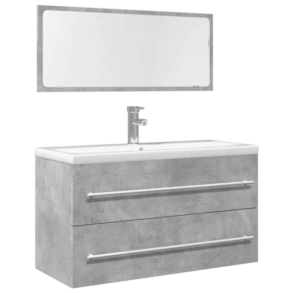 Vetonek Set muebles de baño 2 piezas madera contrachapada gris hormigón