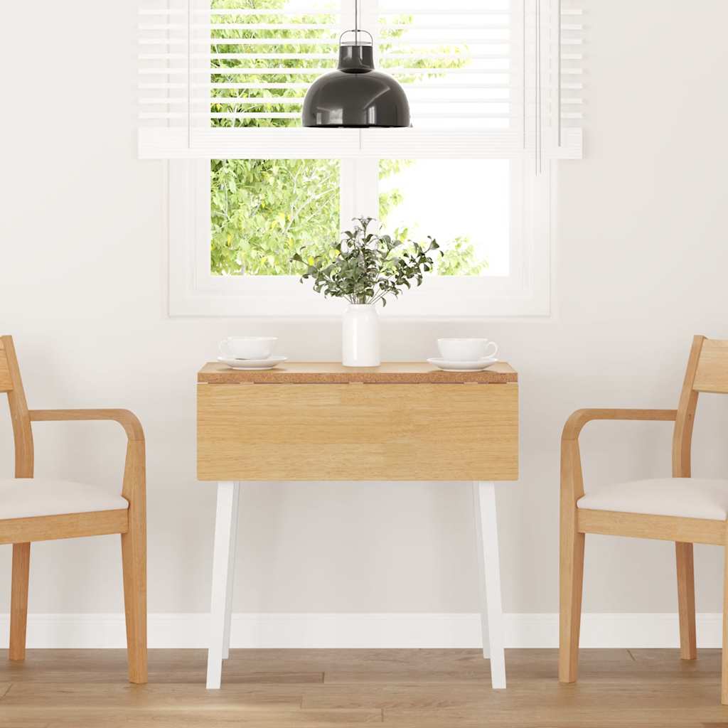 Vetonek Mesa de comedor de madera maciza de caucho blanco