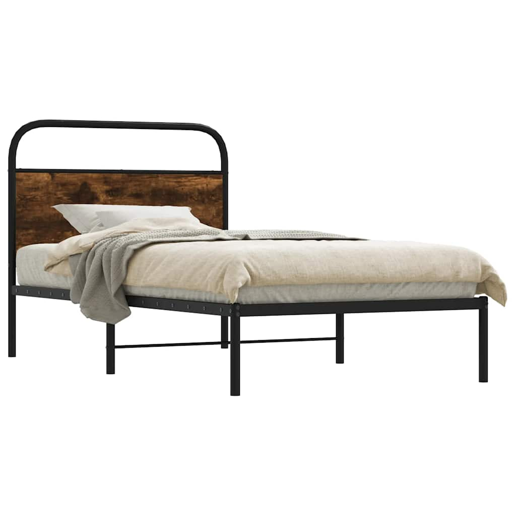 Vetonek Estructura cama sin colchón 107x203 cm madera roble ahumado