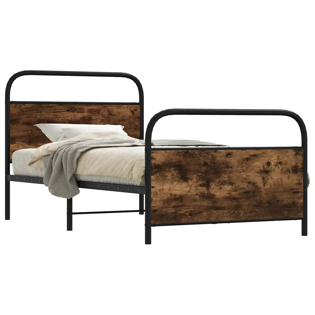 Vetonek Estructura de cama sin colchón 90x190 cm madera roble ahumado