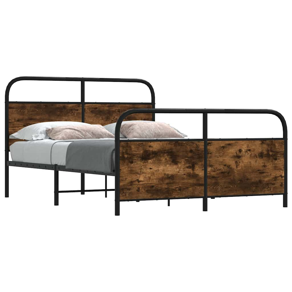 Vetonek Estructura de cama sin colchón 120x190 cm madera roble ahumado