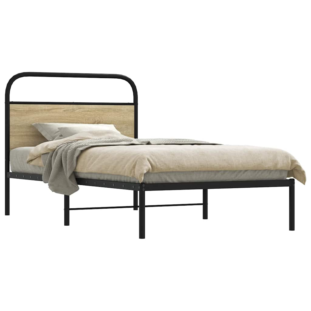 Vetonek Estructura de cama sin colchón 90x190 cm madera roble Sonoma