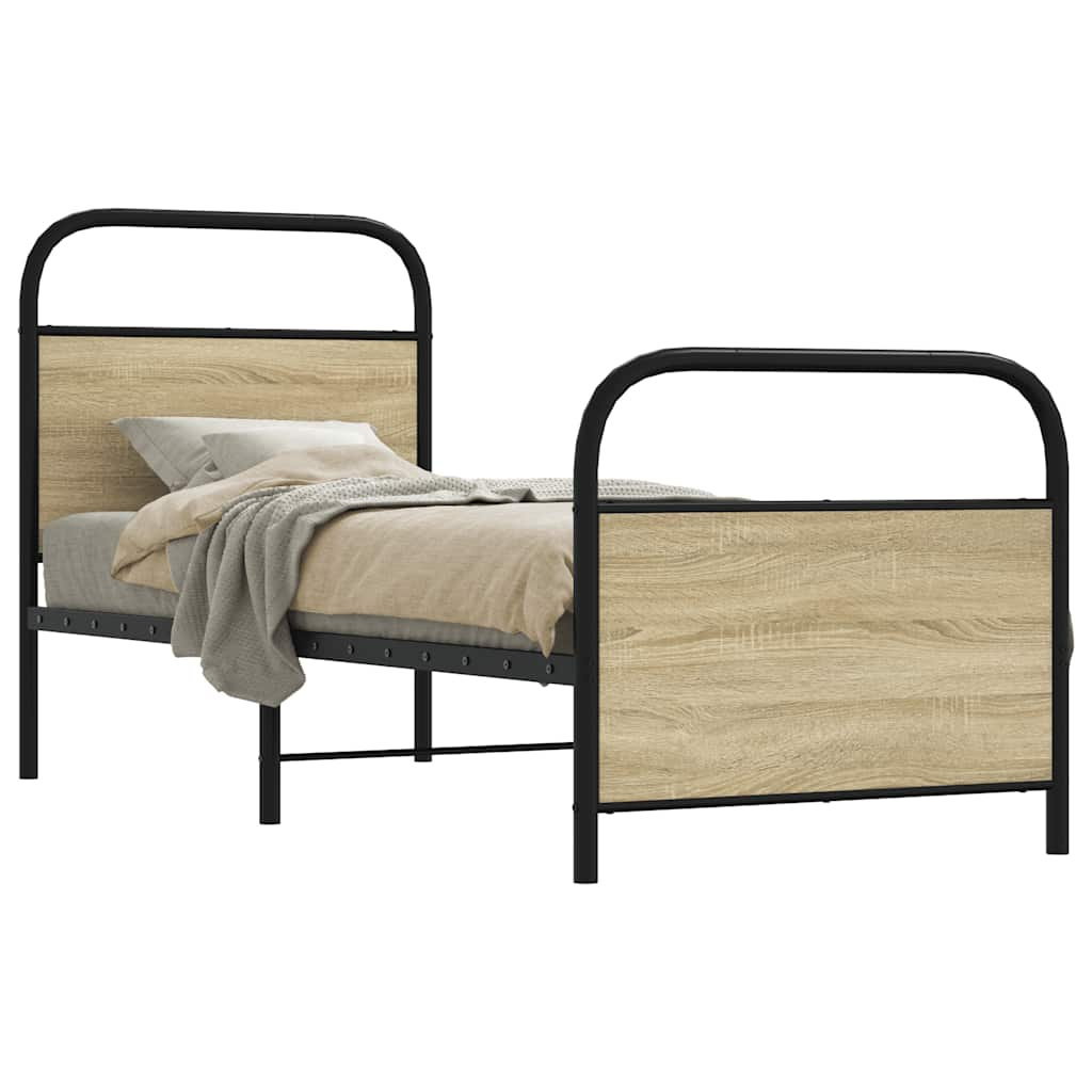 Vetonek Estructura de cama sin colchón 80x200 cm madera roble Sonoma