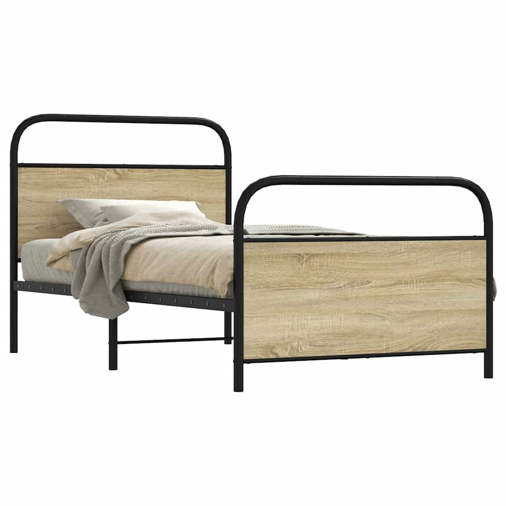 Vetonek Estructura de cama sin colchón 90x190 cm madera roble Sonoma