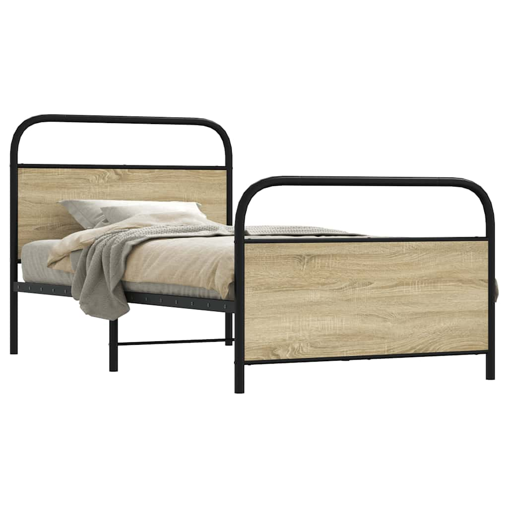 Vetonek Estructura de cama sin colchón 107x203 cm madera roble Sonoma