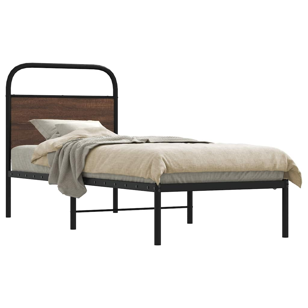 Vetonek Estructura de cama sin colchón 75x190 cm madera marrón roble