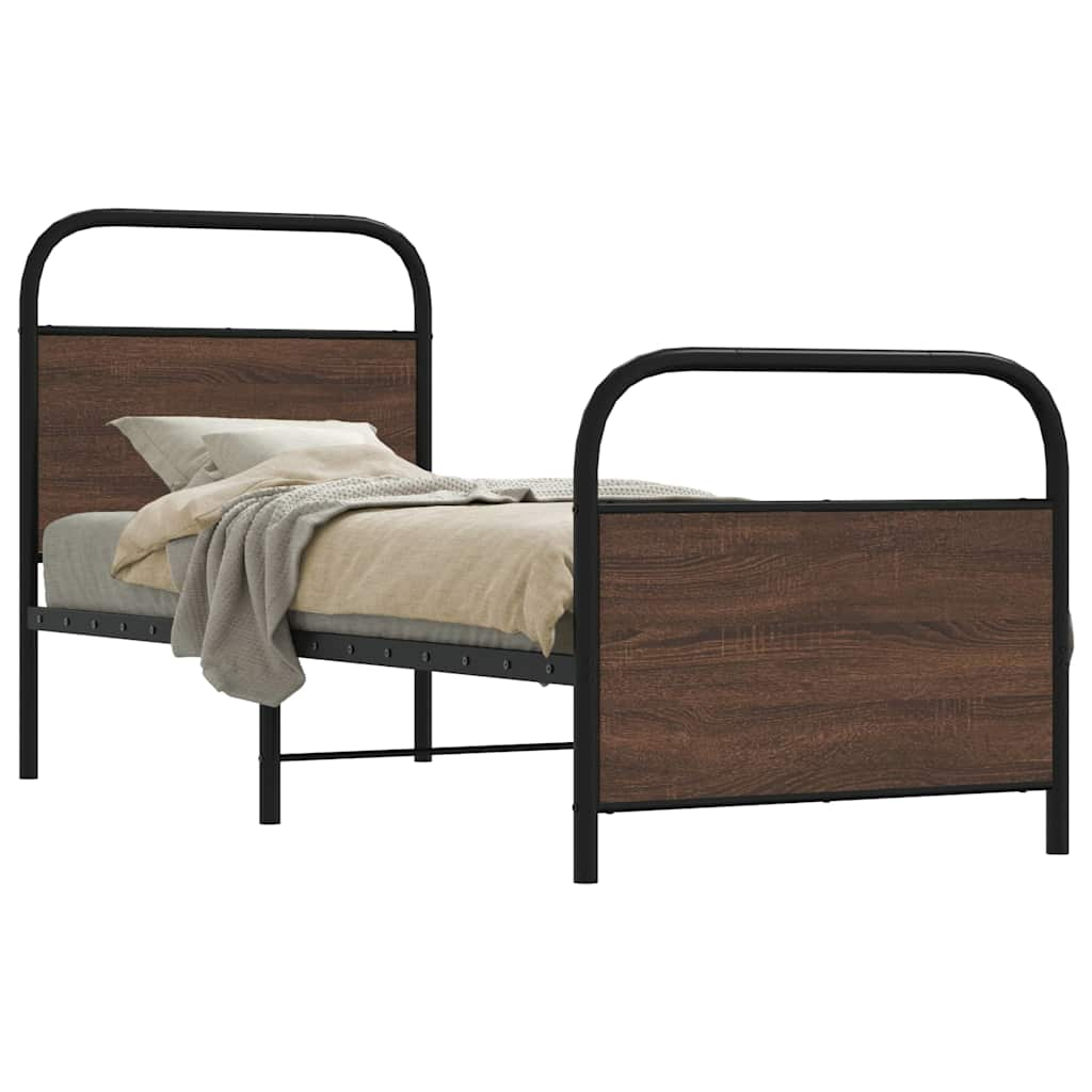 Vetonek Estructura de cama sin colchón 75x190 cm madera marrón roble