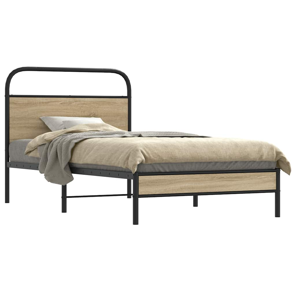 Vetonek Estructura de cama sin colchón 90x190 cm madera roble ahumado