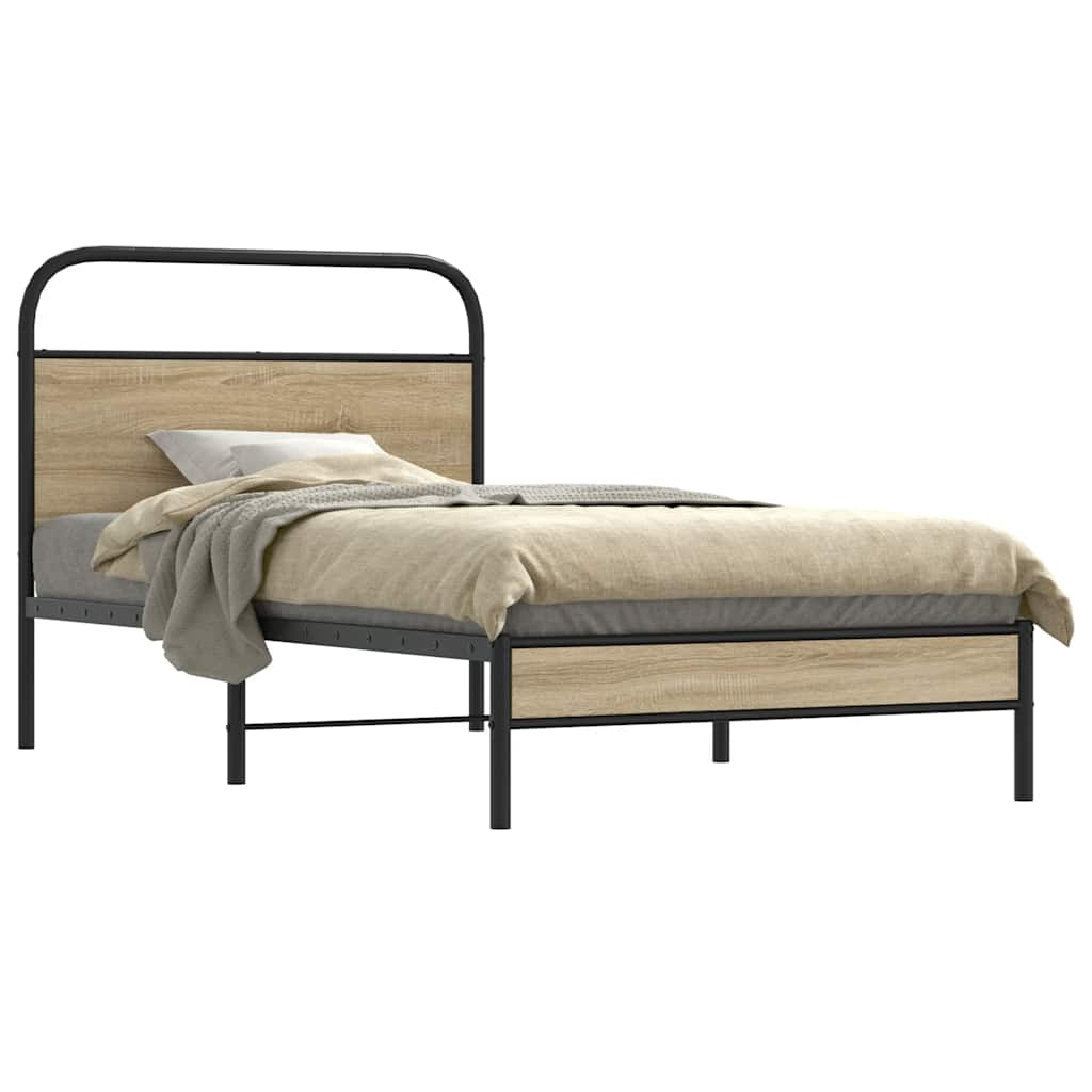 Vetonek Estructura cama sin colchón 107x203 cm madera roble ahumado