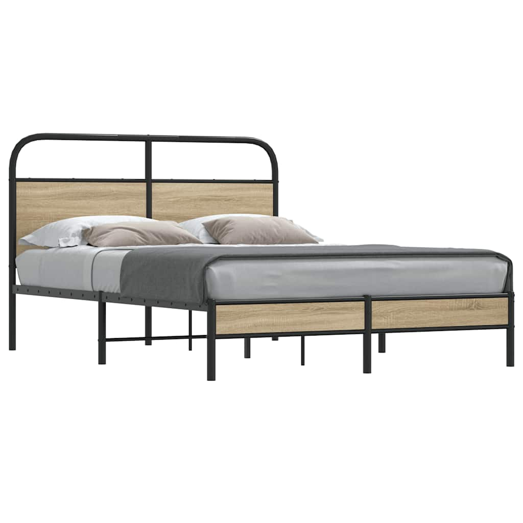 Vetonek Estructura de cama sin colchón 120x190 cm madera roble ahumado