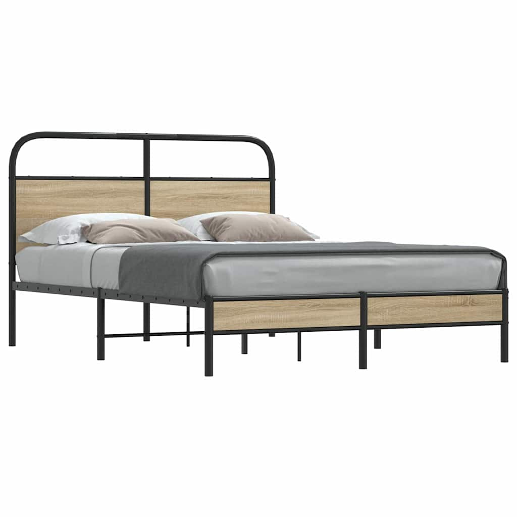 Vetonek Estructura de cama sin colchón 140x190 cm madera roble ahumado