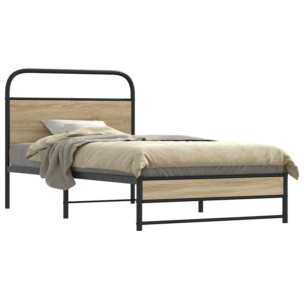 Vetonek Estructura de cama sin colchón 90x190 cm madera roble ahumado