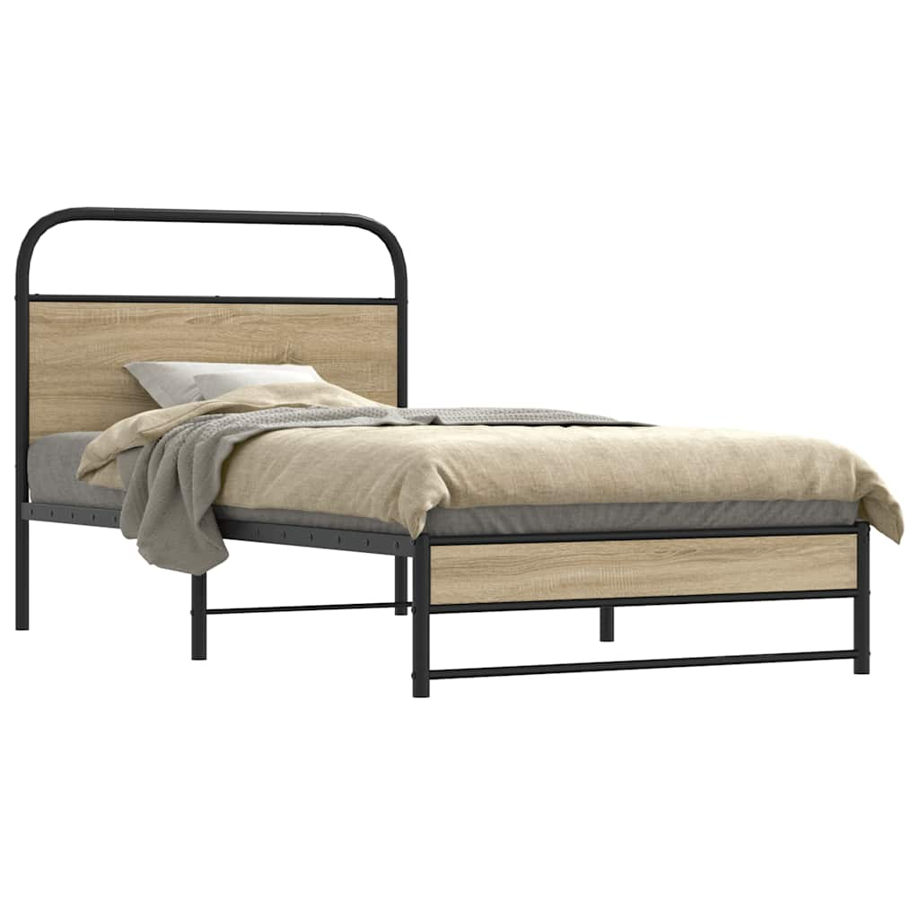 Vetonek Estructura de cama sin colchón 100x190 cm madera roble ahumado