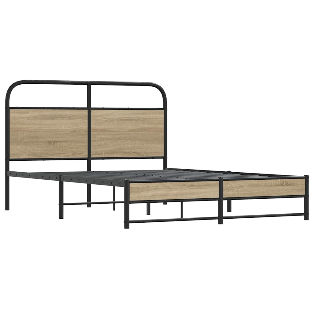 Estructura de cama sin colchón 135x190 cm madera roble ahumado