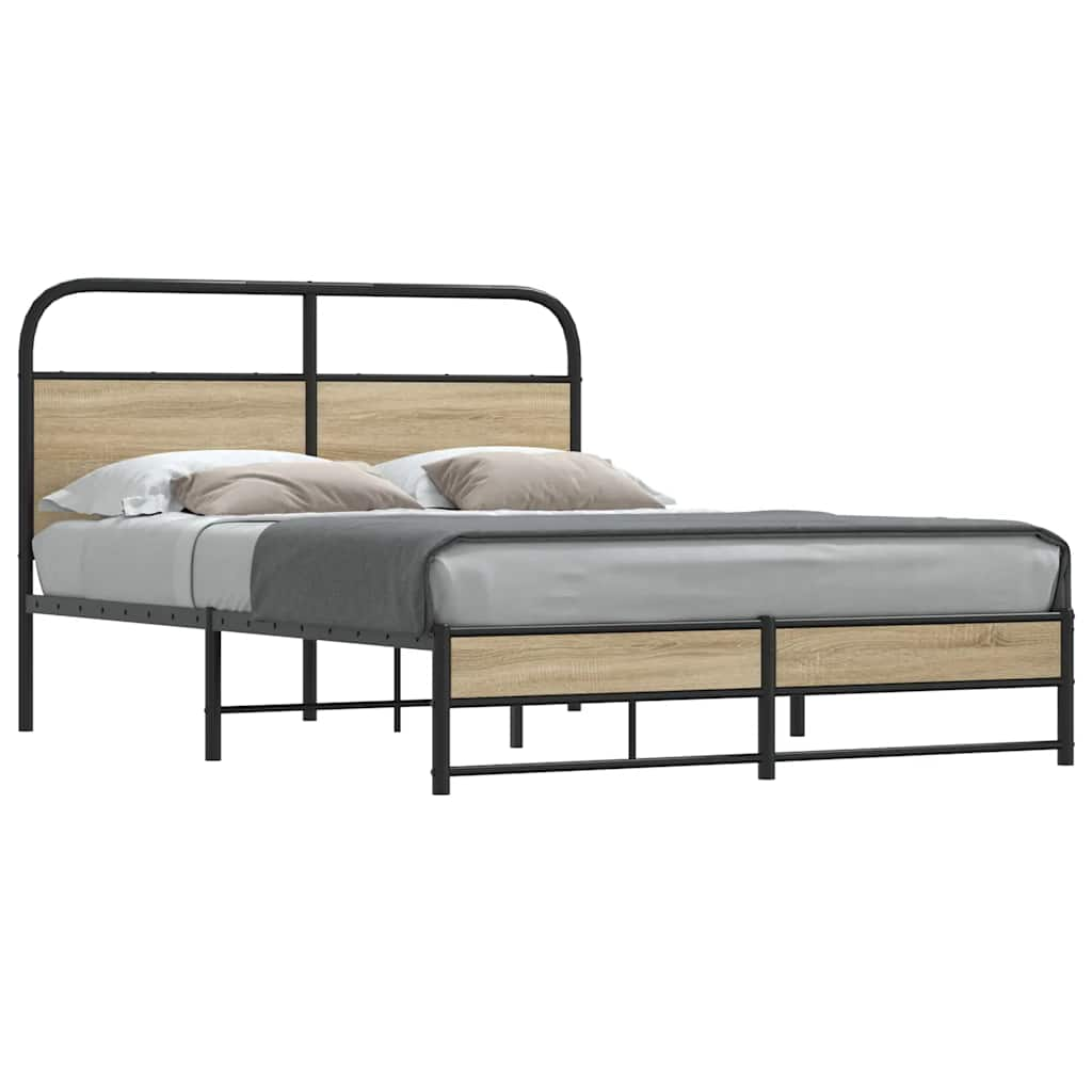 Vetonek Estructura de cama sin colchón 135x190 cm madera roble ahumado