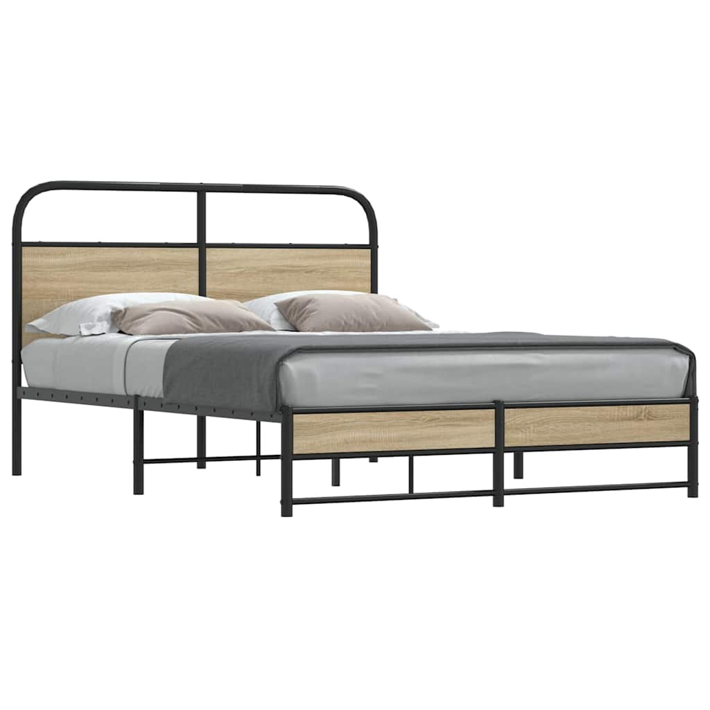 Vetonek Estructura de cama sin colchón 140x190 cm madera roble ahumado