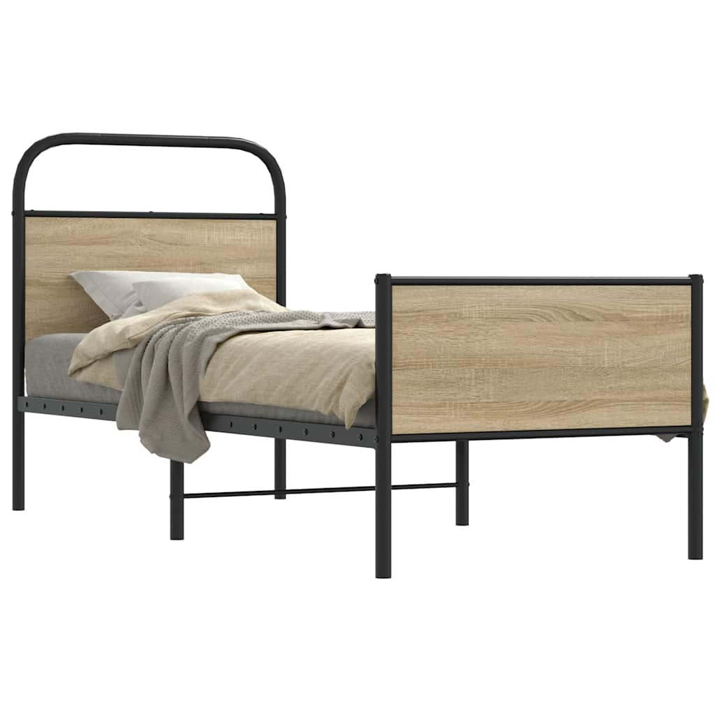 Vetonek Estructura de cama sin colchón 75x190 cm madera roble Sonoma