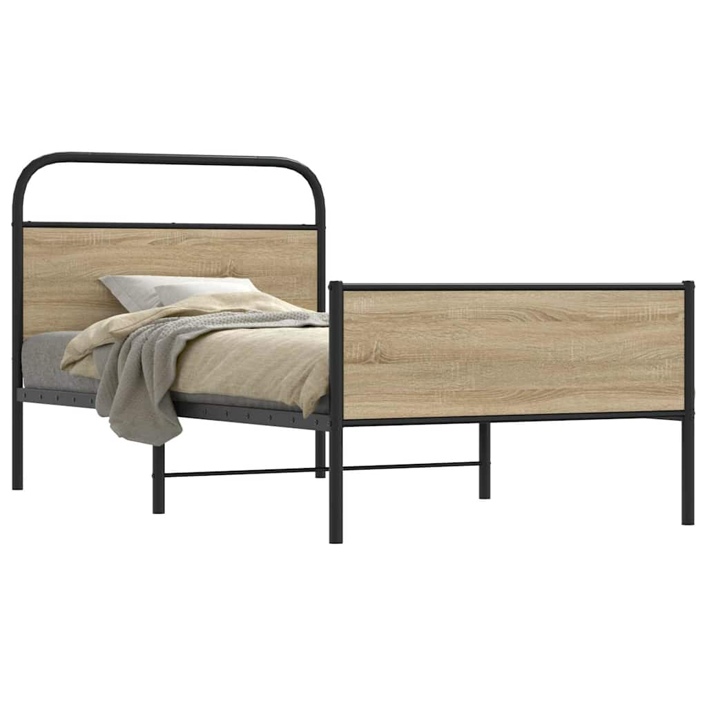 Vetonek Estructura de cama sin colchón 90x190 cm madera roble Sonoma