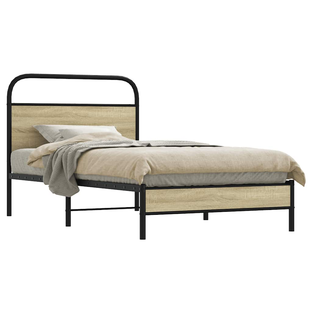 Vetonek Estructura de cama sin colchón 90x190 cm madera roble Sonoma