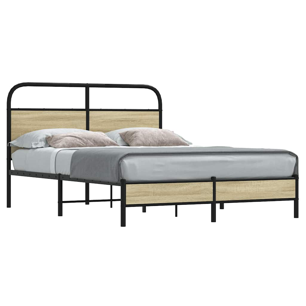 Vetonek Estructura de cama sin colchón 120x190 cm madera roble Sonoma