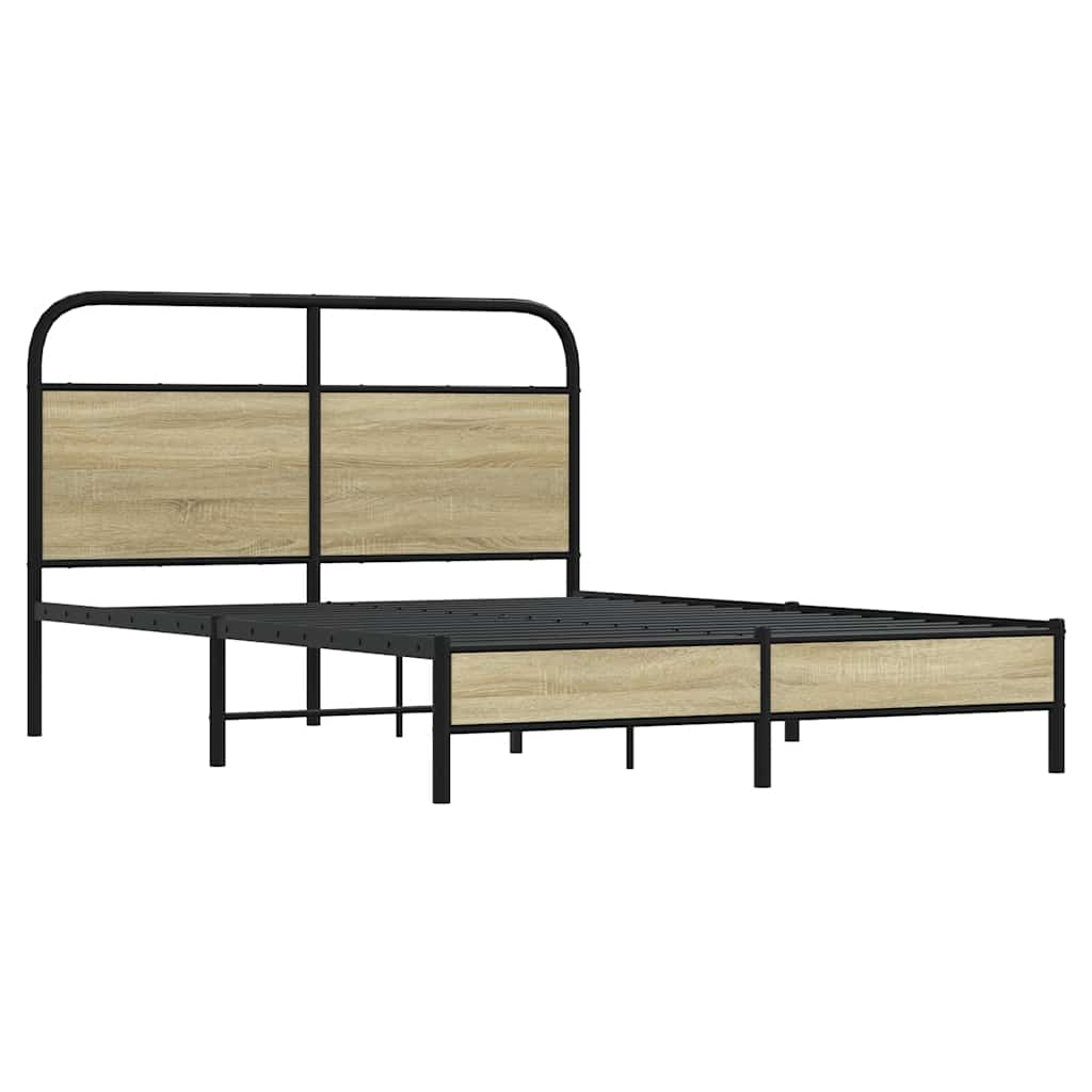 Estructura de cama sin colchón 135x190 cm madera roble Sonoma