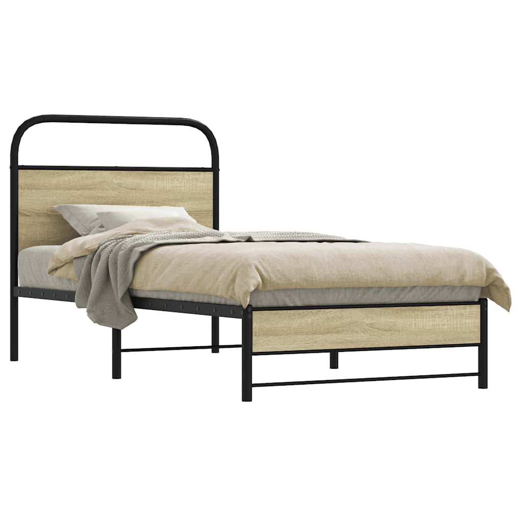 Vetonek Estructura de cama sin colchón 75x190 cm madera roble Sonoma