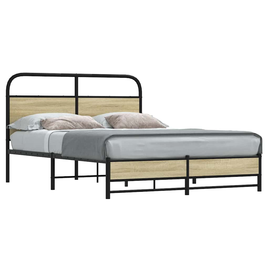 Vetonek Estructura de cama sin colchón 135x190 cm madera roble Sonoma