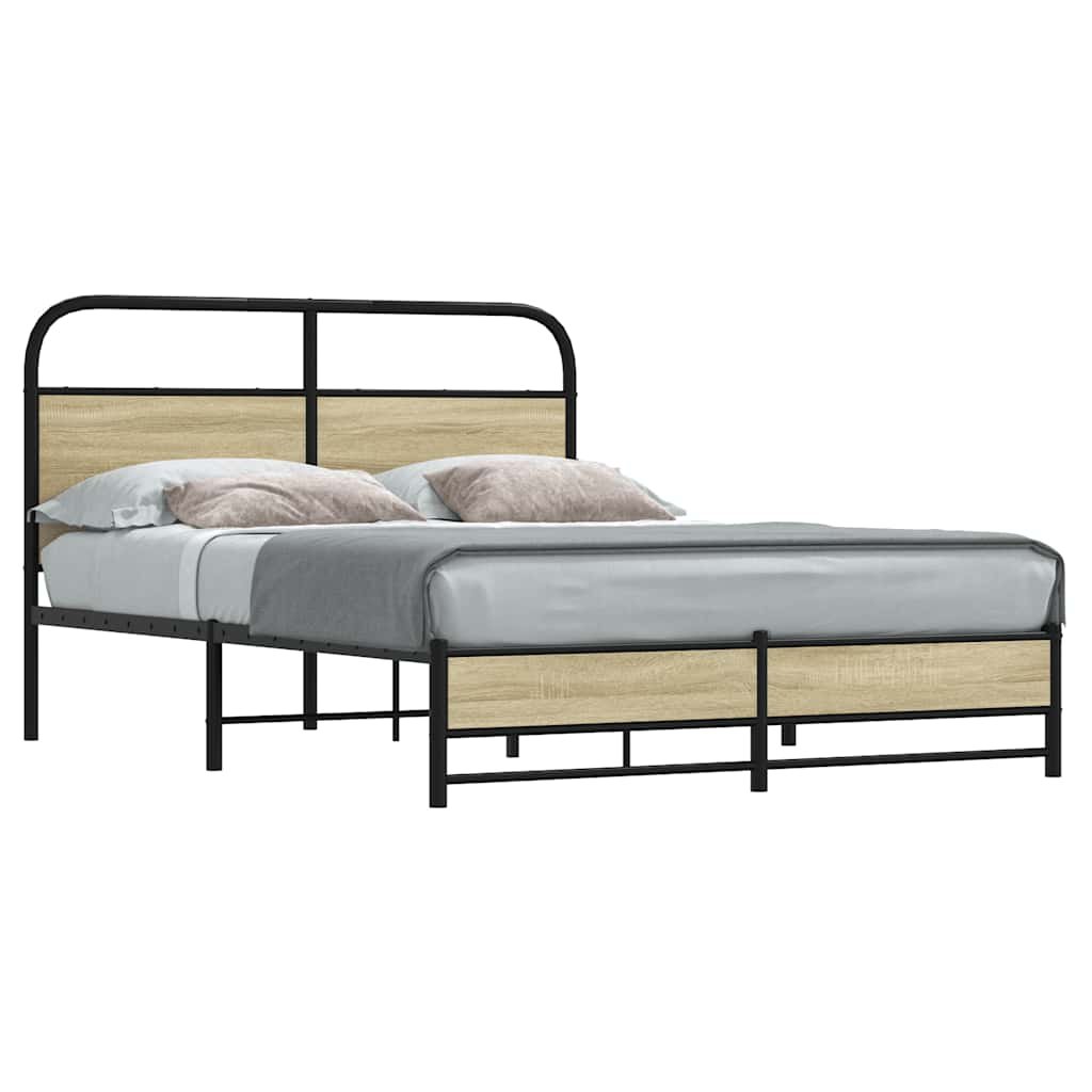 Vetonek Estructura de cama sin colchón 140x190 cm madera roble Sonoma