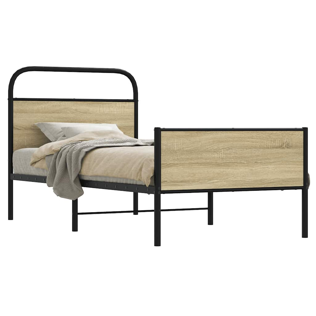 Vetonek Estructura de cama sin colchón 75x190 cm madera roble Sonoma