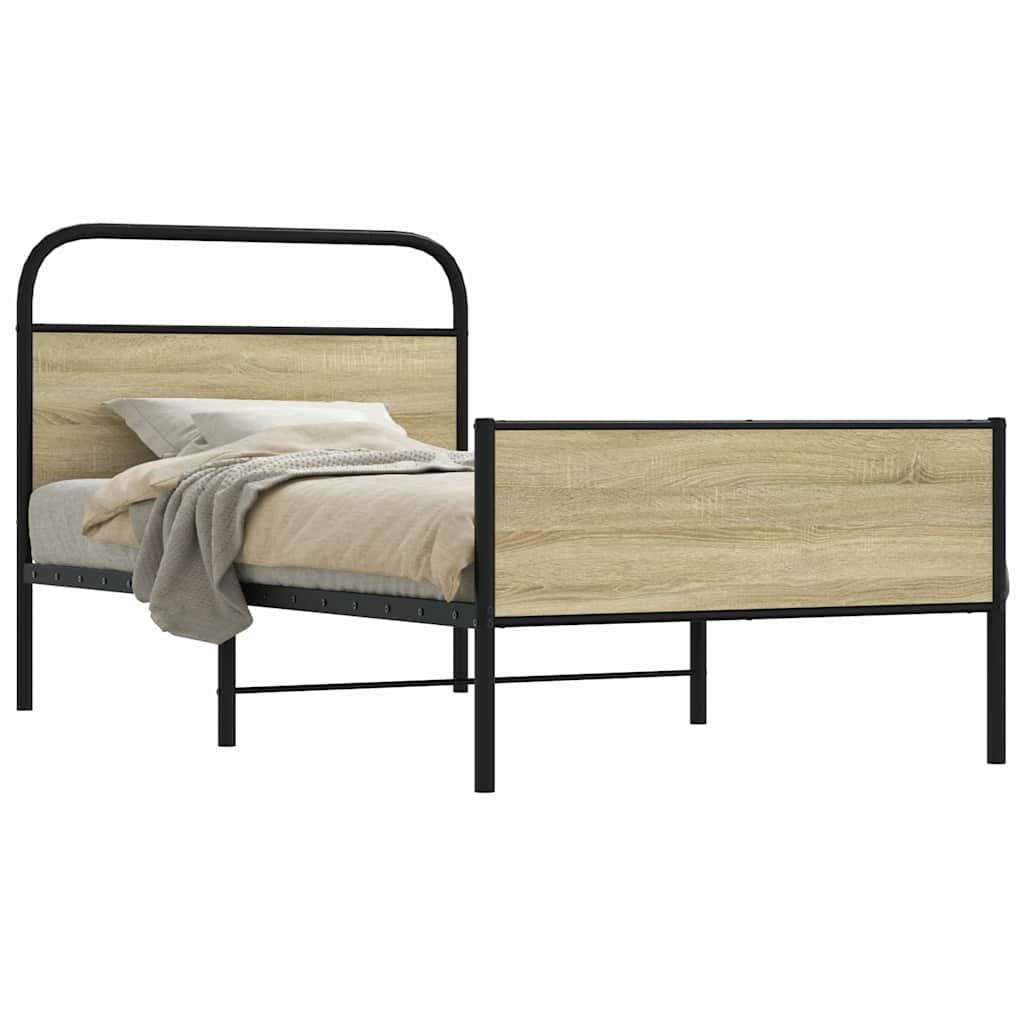 Vetonek Estructura de cama sin colchón 90x190 cm madera roble Sonoma