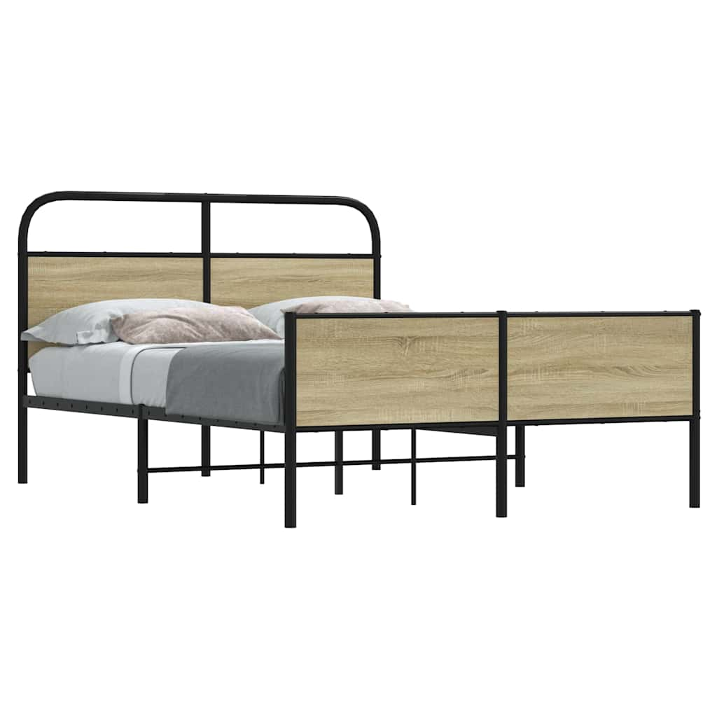 Vetonek Estructura de cama sin colchón 120x190 cm madera roble Sonoma