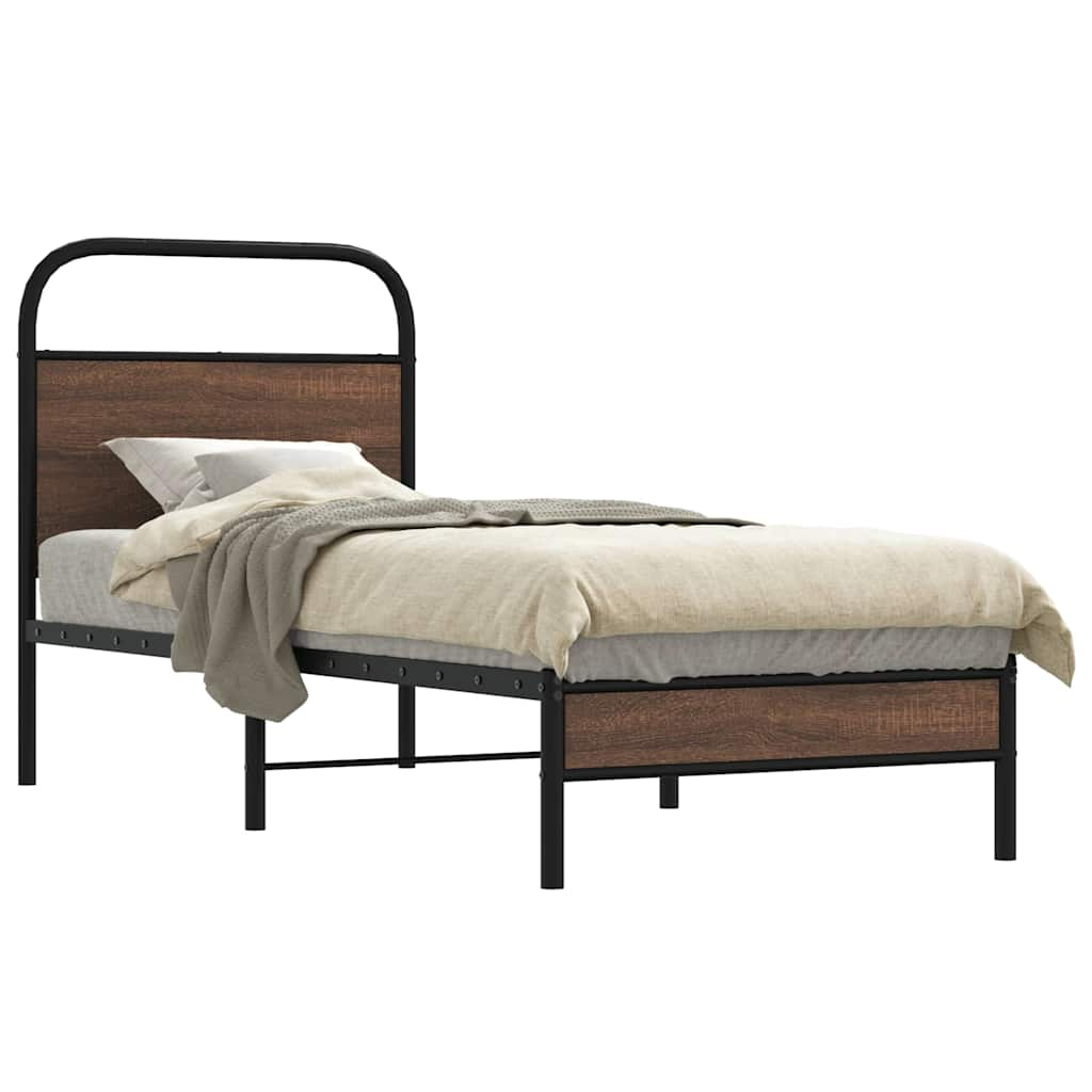 Vetonek Estructura de cama sin colchón 75x190 cm madera marrón roble