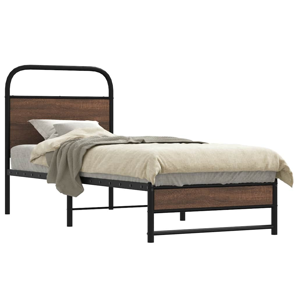 Vetonek Estructura de cama sin colchón 75x190 cm madera marrón roble