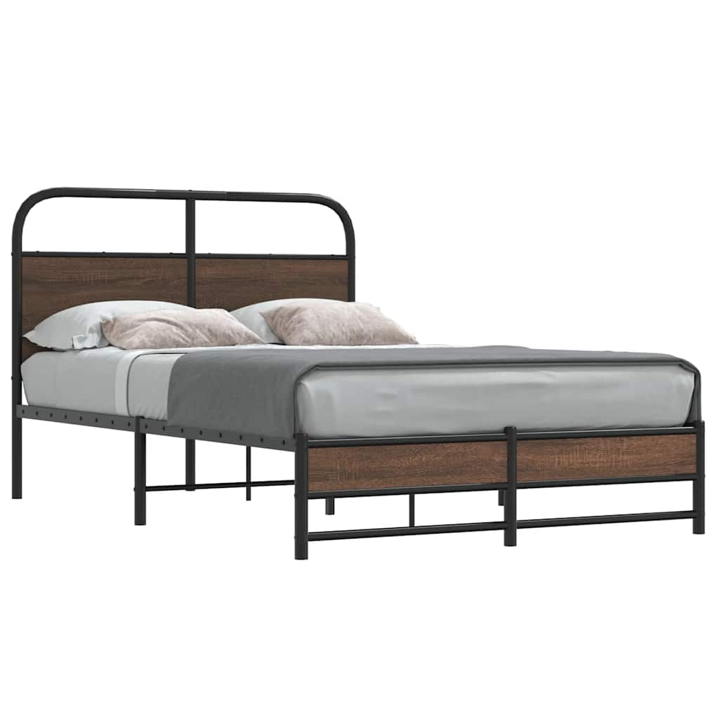 Vetonek Estructura de cama sin colchón 135x190 cm madera marrón roble