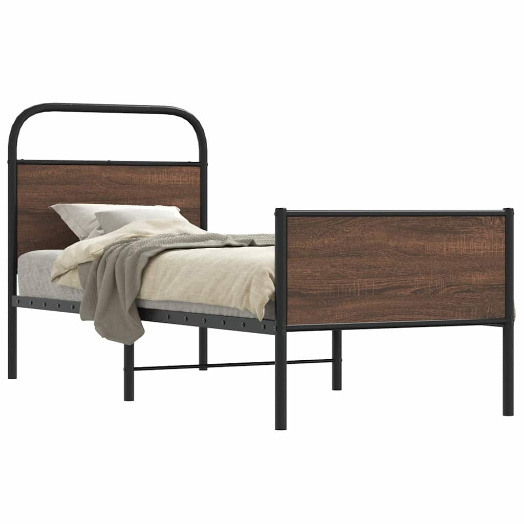 Vetonek Estructura de cama sin colchón 75x190 cm madera marrón roble