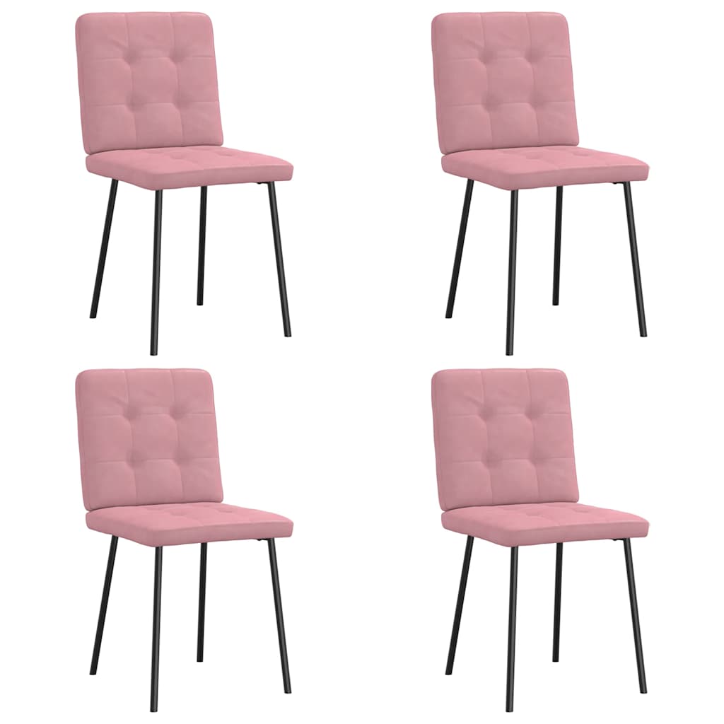 Vetonek Sillas de comedor 4 unidades terciopelo rosa