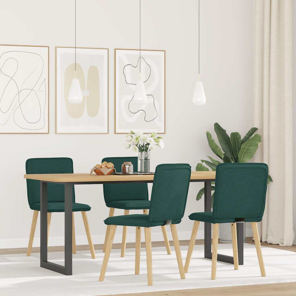 Vetonek Sillas de comedor 4 unidades tela verde oscuro