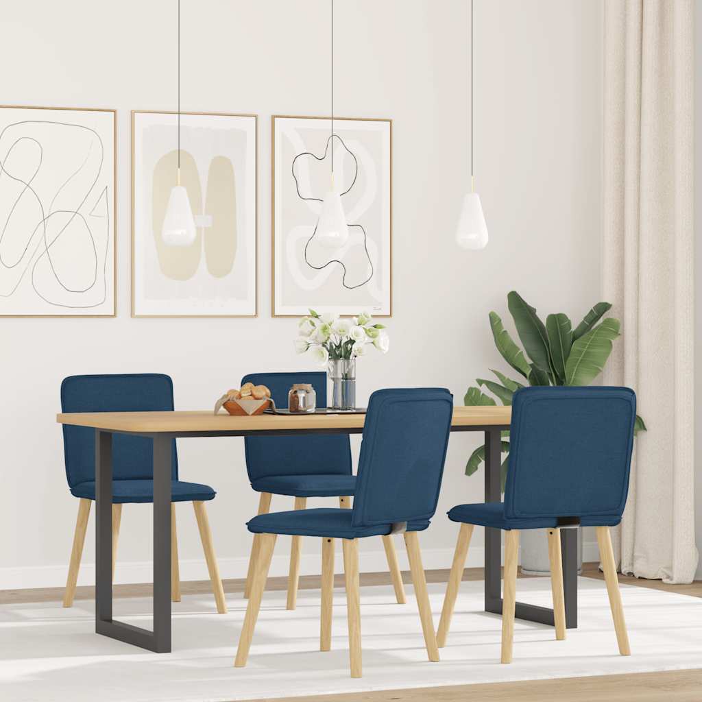 Vetonek Sillas de comedor 4 unidades tela azul