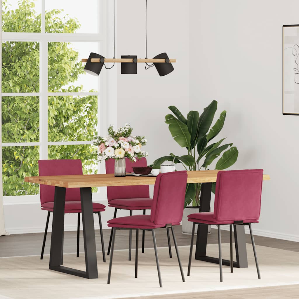 Vetonek Sillas de comedor 4 unidades terciopelo rojo tinto