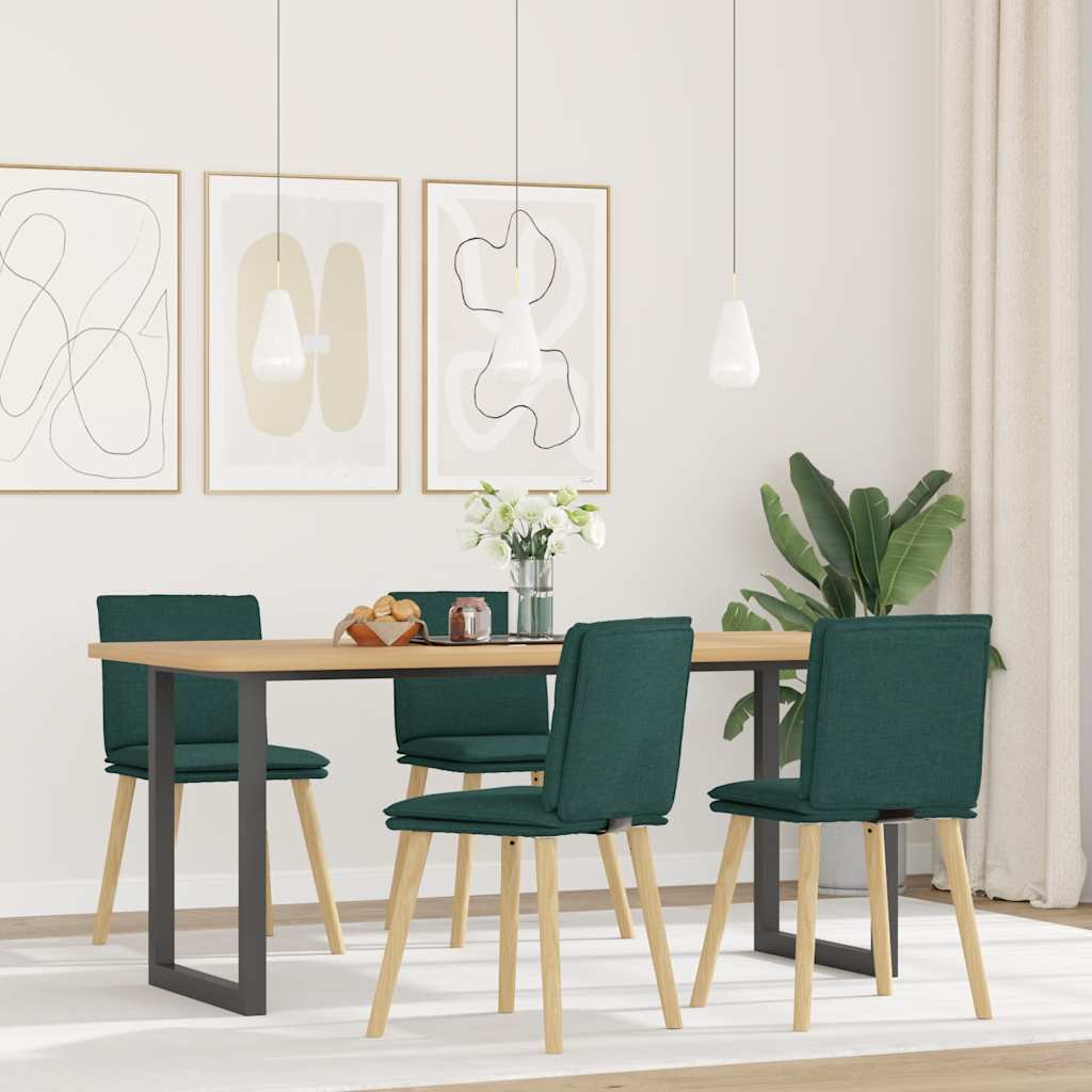 Vetonek Sillas de comedor 4 unidades tela verde oscuro