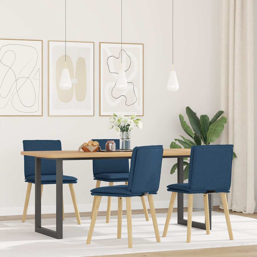 Vetonek Sillas de comedor 4 unidades tela azul