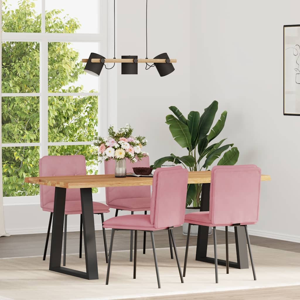 Vetonek Sillas de comedor 4 unidades terciopelo rosa