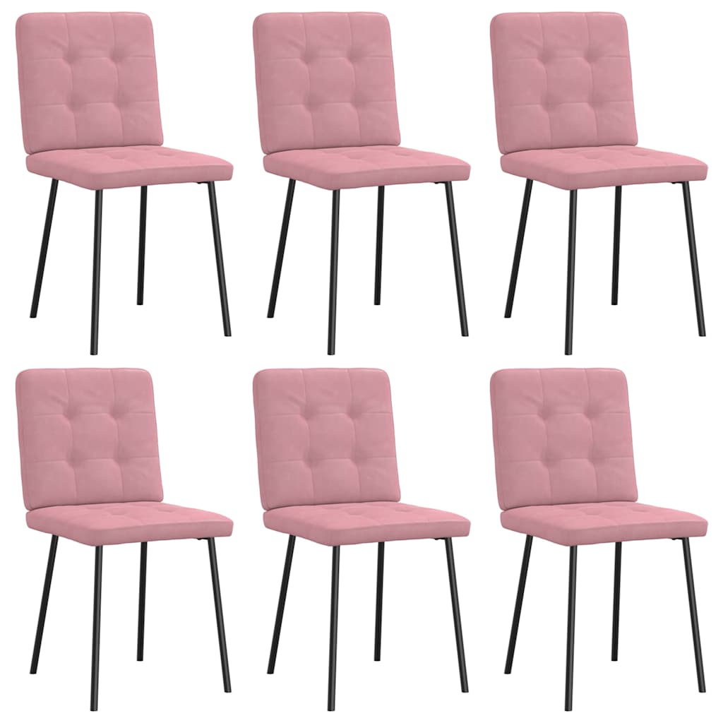 Vetonek Sillas de comedor 6 unidades terciopelo rosa