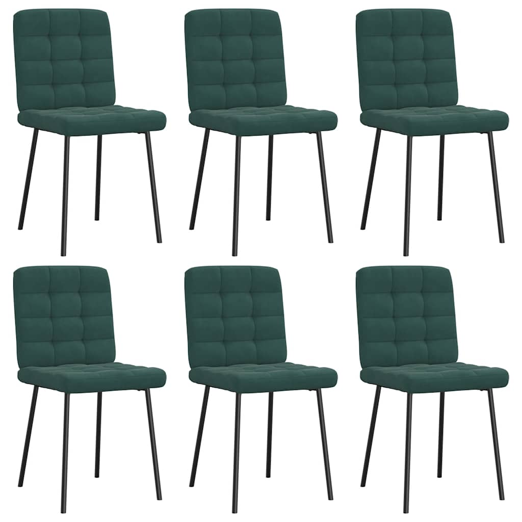 Vetonek Sillas de comedor 6 unidades terciopelo verde oscuro